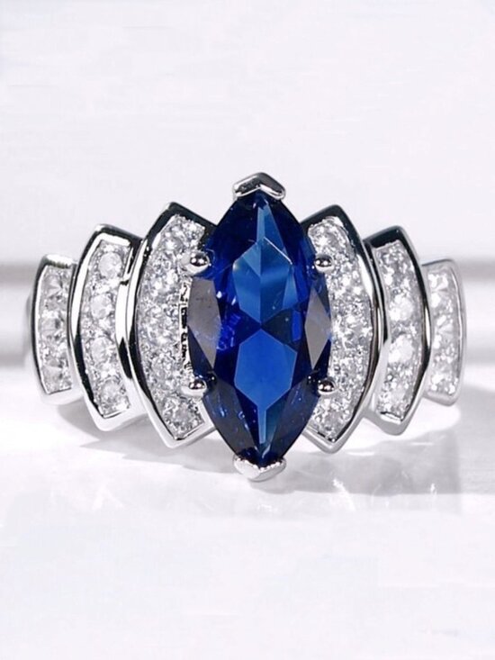 Jewelry - 925 STERLING SILVER Marquise Blue Spinel CZ Ring